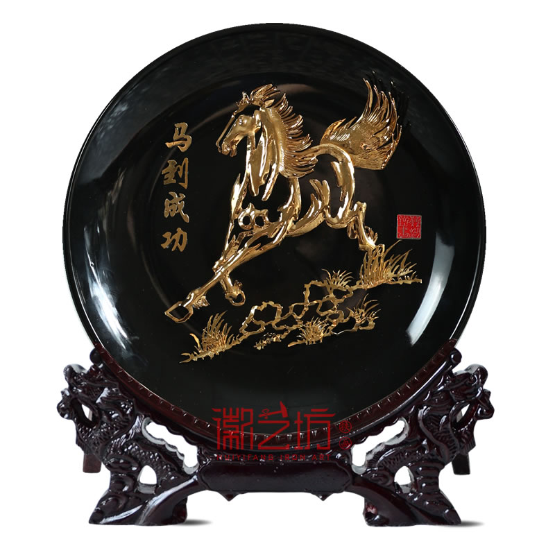 馬到成功鍍金蕪湖鐵畫公司商務(wù)會議禮品安徽特色文化手工藝