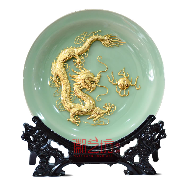 龍泉青瓷金龍鐵畫 家居辦公精致擺件 國家級(jí)非遺手工藝術(shù)品