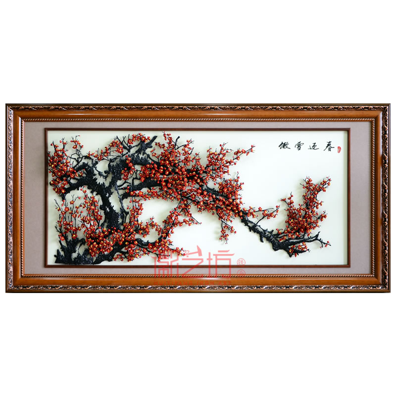 客廳背景墻辦公室會議室裝飾金屬鐵藝壁畫傲雪迎春 蕪湖徽藝坊鐵畫出品