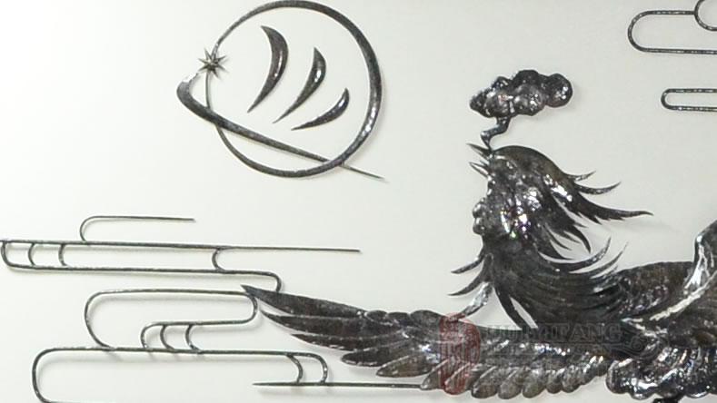 中國(guó)科學(xué)院合肥物質(zhì)科學(xué)研究院辦公樓大廳企業(yè)形象裝飾鐵畫細(xì)節(jié)圖1