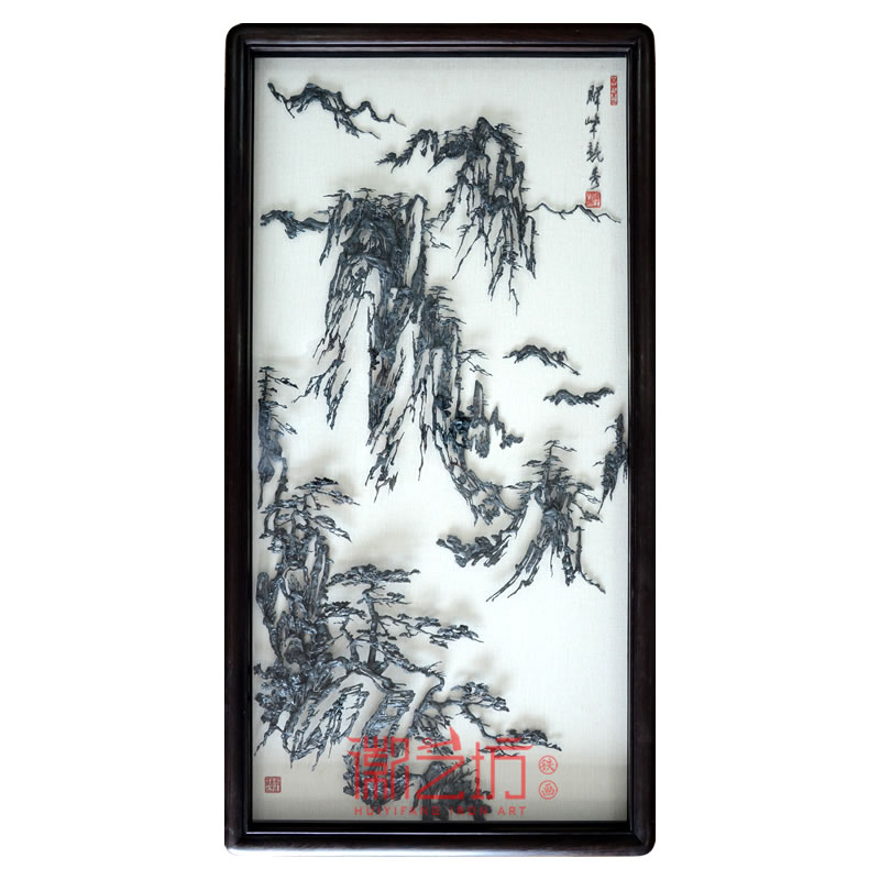 徽藝坊李強(qiáng)作品黃山風(fēng)景水墨鐵畫 中式裝飾掛畫可欣賞收藏
