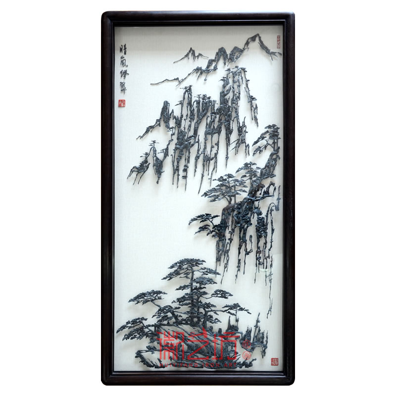 黃山奇松怪石風(fēng)景水墨鐵畫李強(qiáng)作品 中式裝飾掛畫可欣賞收藏