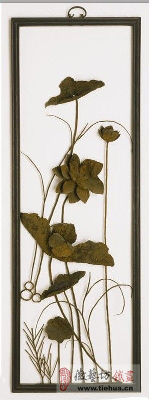 珍藏在美國地方博物館的清代鐵畫&ldquo;荷花&rdquo;