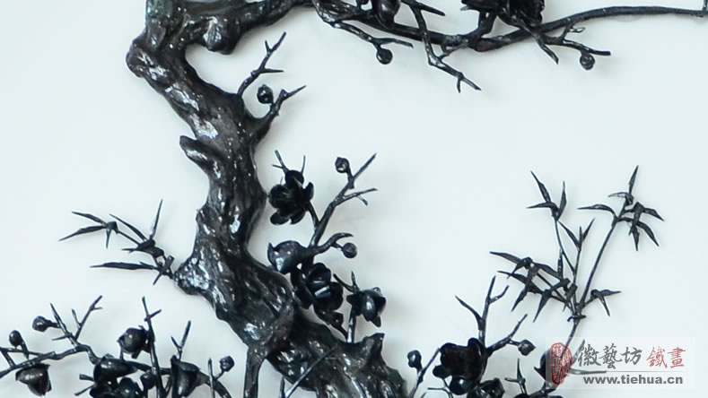 傲雪梅香-精品瓷盤(pán)鐵畫(huà)細(xì)節(jié)圖