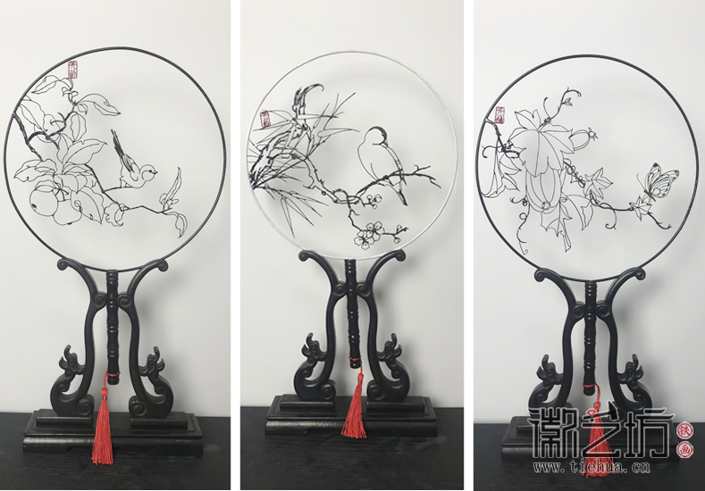 徽藝坊鐵畫團(tuán)扇系列&mdash;&mdash;秋知語、果香蝶舞、梅竹鸝影