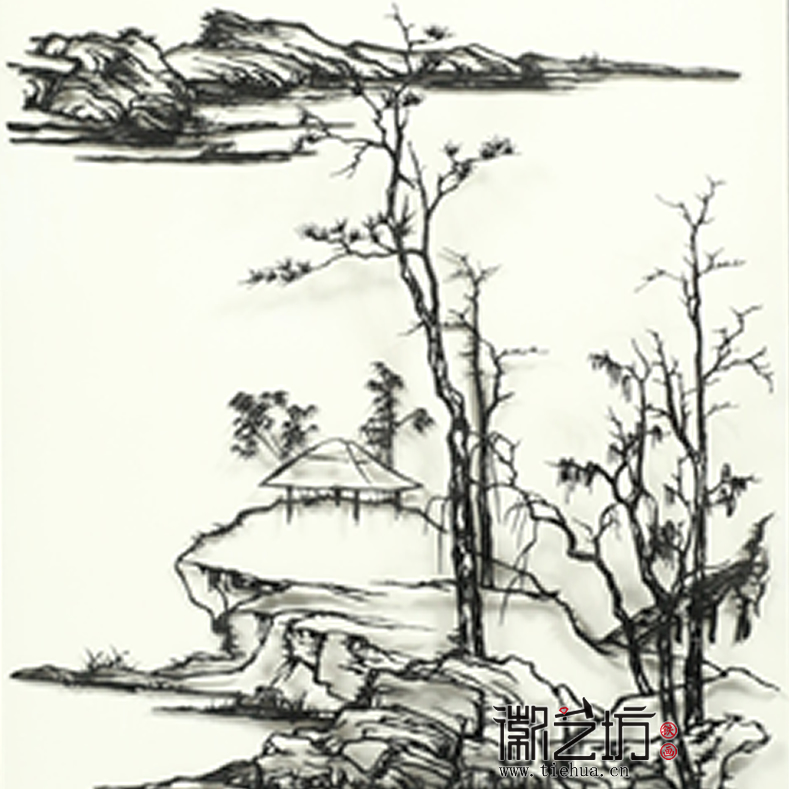 李強(qiáng)作品《倪瓚山水》其二細(xì)節(jié)圖