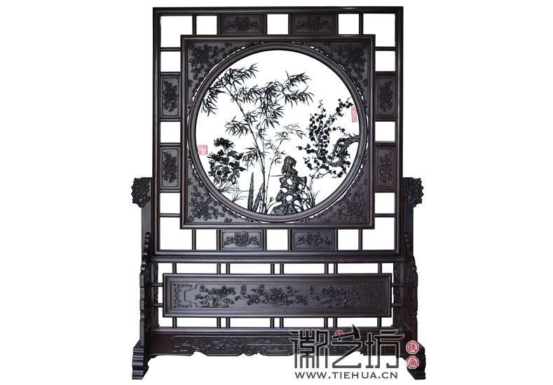 四君子雙面透雕立體屏風(fēng)鐵畫(huà)