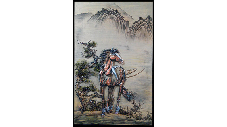 李小廣作品-鐵畫(huà)影雕-駿馬