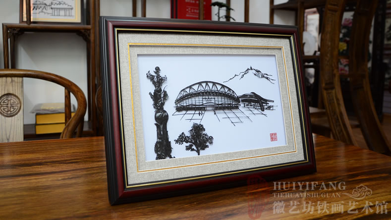 蕪湖市政府單位定制的對外交流禮品蕪湖風景鐵畫