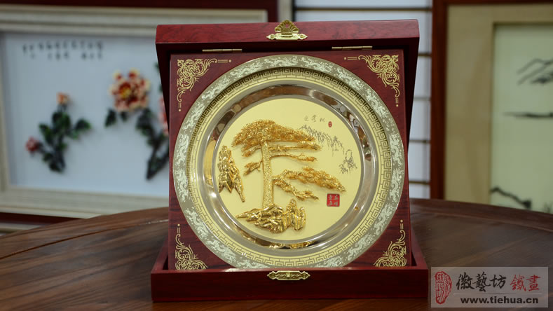 安徽省外經(jīng)建設集團有限公司定制的企業(yè)商務禮品迎客松金畫